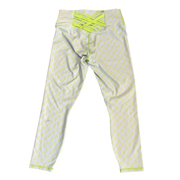 Fabletics Powerhold Lime Green & Gray Crop Leggings Sz S - Picture 2 of 7